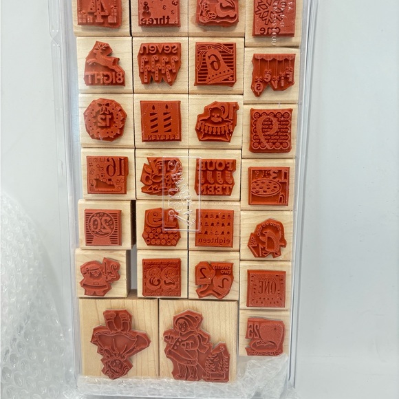 27Piece Lot Wooden Mounted Rubber Stamps Christmas Holiday Large Small Navidad - Picture 4 of 8